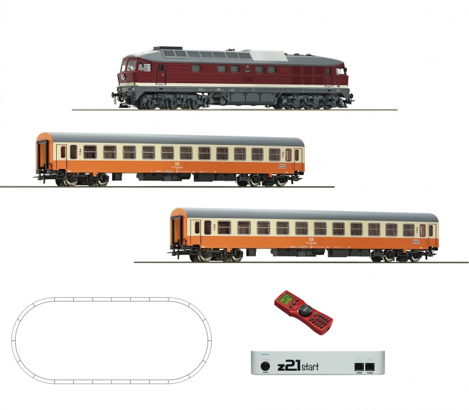 Digital z21 start Set: Diesel locomotive BR 132 with Sound and passenger train, DR<br /><a href='images/pictures/Roco/Roco-51301.jpg' target='_blank'>Full size image</a>